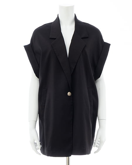 INGNI（イング） リネンライク半袖ジャケット(セットアップ対応) ｸﾛ