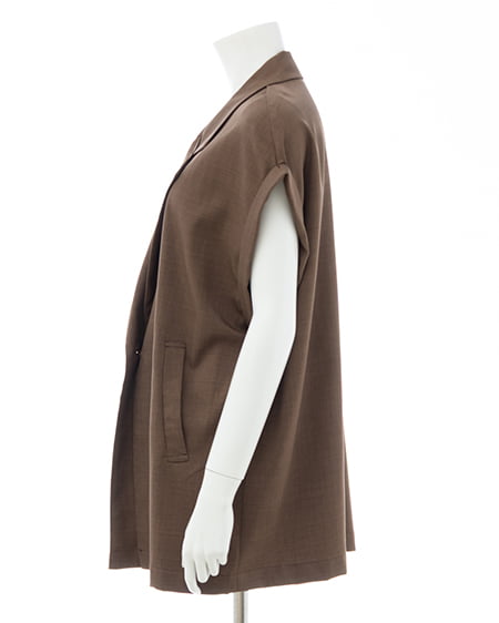 INGNI（イング） リネンライク半袖ジャケット(セットアップ対応) ﾌﾞﾗｳﾝ