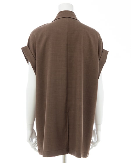 INGNI（イング） リネンライク半袖ジャケット(セットアップ対応) ﾌﾞﾗｳﾝ