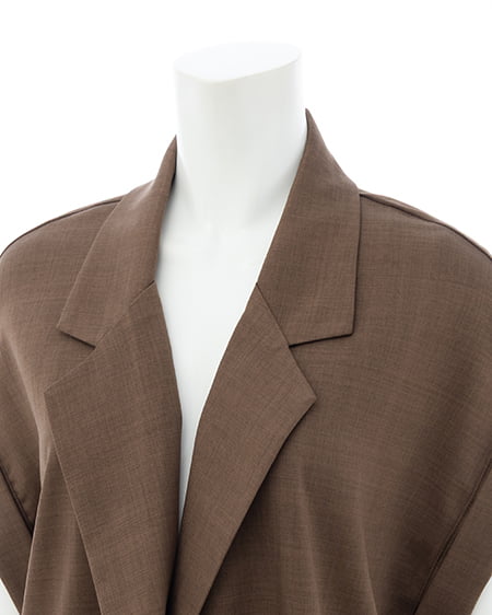 INGNI（イング） リネンライク半袖ジャケット(セットアップ対応) ﾌﾞﾗｳﾝ