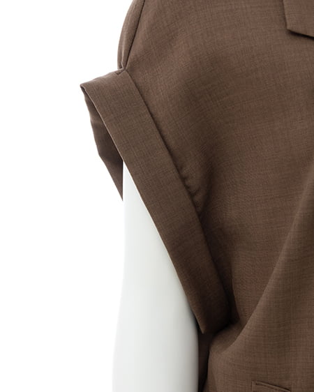 INGNI（イング） リネンライク半袖ジャケット(セットアップ対応) ﾌﾞﾗｳﾝ