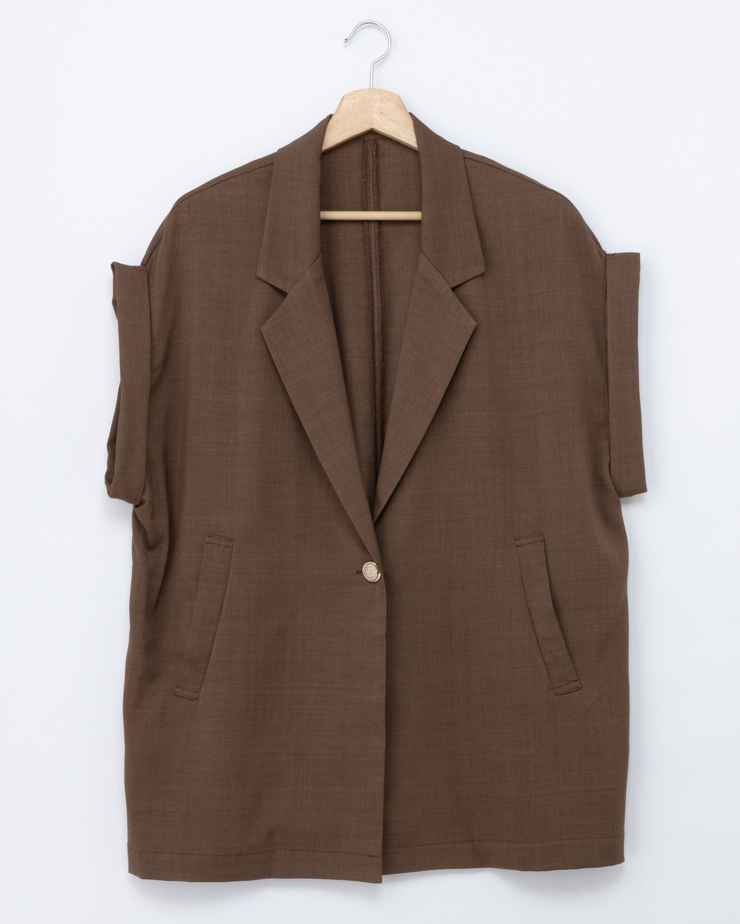 リネンライク半袖ジャケット(セットアップ対応)