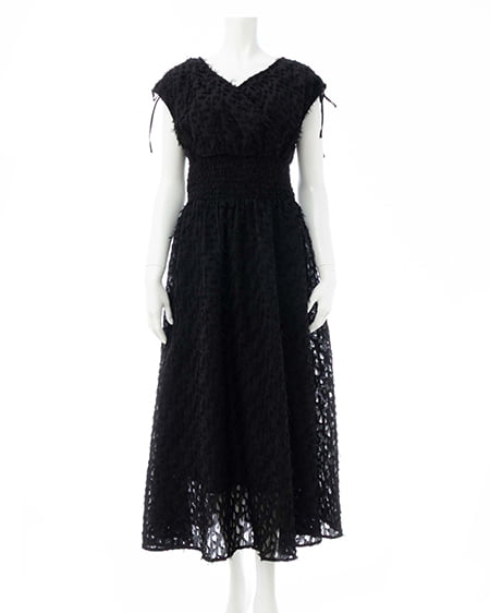 INGNI（イング） ジャガードフリンジワンピース ｸﾛ