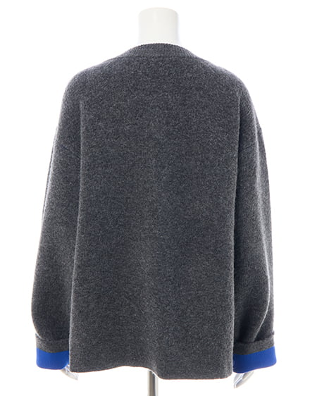 INGNI（イング） バイカラーニットカーディガン ﾁｬｺｰﾙｸﾞﾚｰ/ﾌﾞﾙｰ