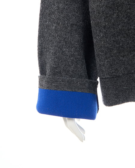 INGNI（イング） バイカラーニットカーディガン ﾁｬｺｰﾙｸﾞﾚｰ/ﾌﾞﾙｰ