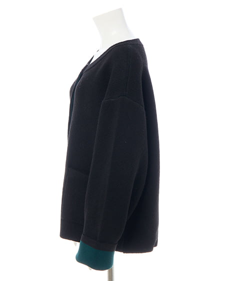 INGNI（イング） バイカラーニットカーディガン ｸﾛ/ｸﾞﾘｰﾝ