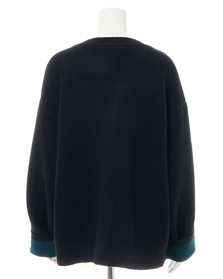 INGNI（イング） バイカラーニットカーディガン ｸﾛ/ｸﾞﾘｰﾝ