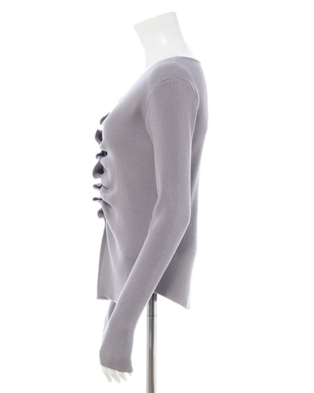 INGNI(イング) フロントギャザーVネックニットカーディガン ライトグレー