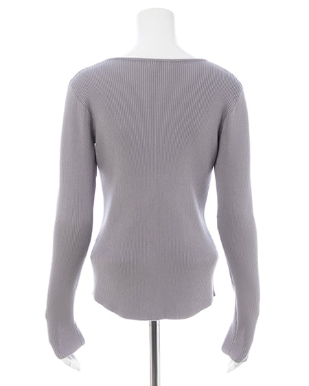 INGNI(イング) フロントギャザーVネックニットカーディガン ライトグレー