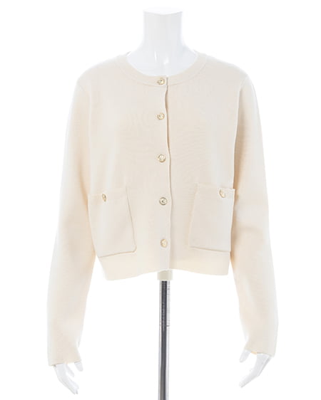 INGNI(イング) 金ボタンスポンディッシュニットカーディガン アイボリー