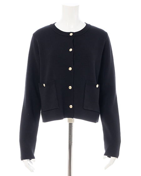 INGNI(イング) 金ボタンスポンディッシュニットカーディガン クロ