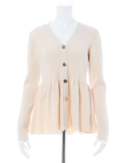 INGNI（イング） 金ボタンペプラムニットカーディガン ｱｲﾎﾞﾘｰ