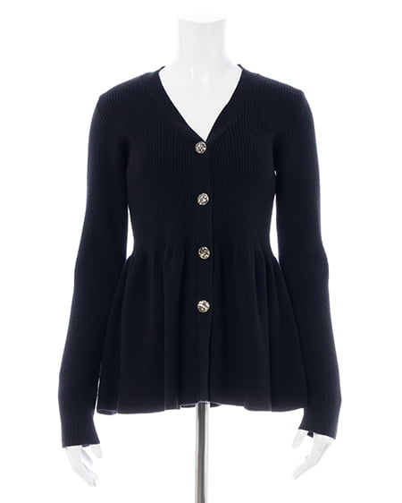 INGNI（イング） 金ボタンペプラムニットカーディガン ｸﾛ