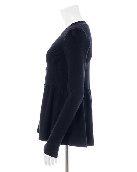 INGNI（イング） 金ボタンペプラムニットカーディガン ｸﾛ