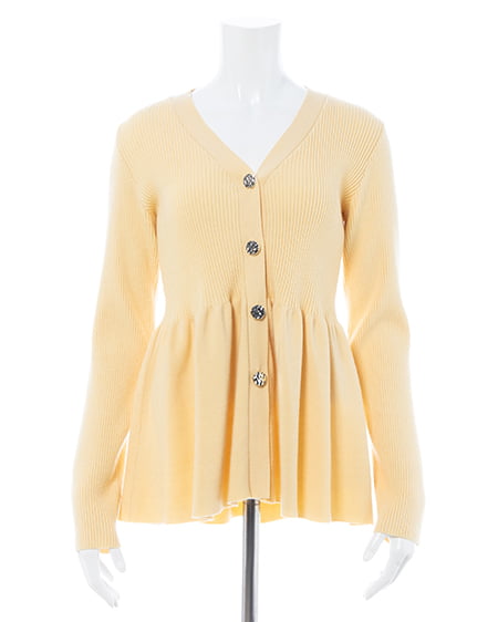 INGNI（イング） 金ボタンペプラムニットカーディガン ｲｴﾛｰ