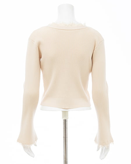 INGNI（イング） レースリブニットカーディガン ｱｲﾎﾞﾘｰ