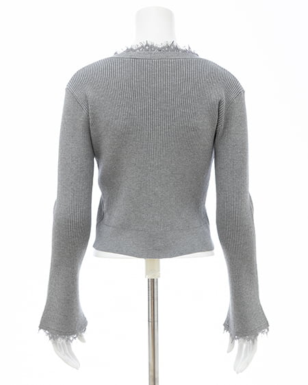 INGNI（イング） レースリブニットカーディガン ｸﾞﾚｰ