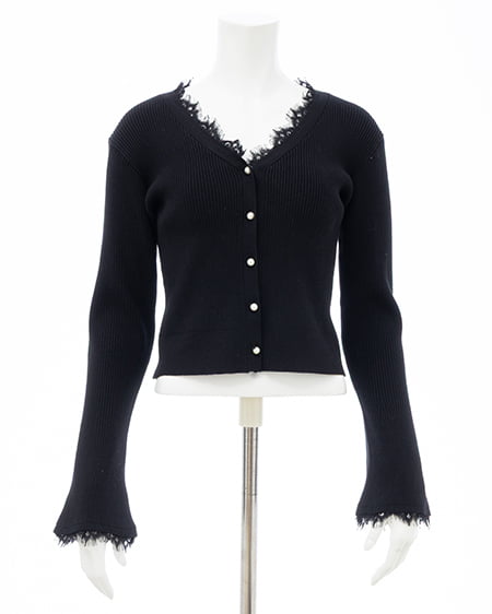 INGNI（イング） レースリブニットカーディガン ｸﾛ