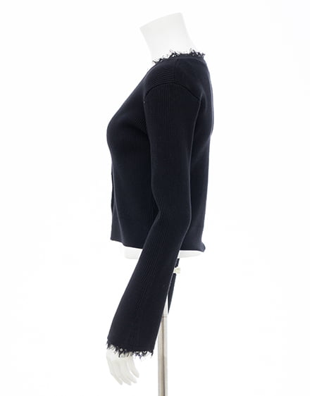 INGNI（イング） レースリブニットカーディガン ｸﾛ