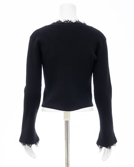 INGNI（イング） レースリブニットカーディガン ｸﾛ