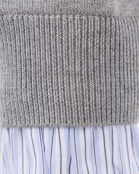 INGNI(イング) フリルレイヤードニットカーディガン グレー/ブルーストライプ