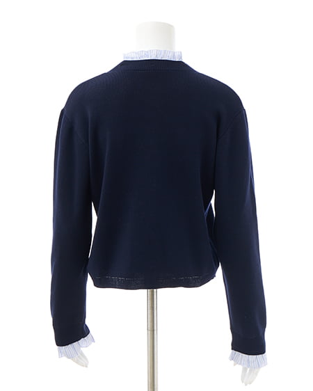 INGNI（イング） フリルレイヤードニットカーディガン ｺﾝ/ﾌﾞﾙｰｽﾄﾗｲﾌﾟ