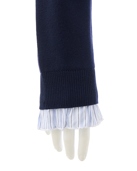 INGNI（イング） フリルレイヤードニットカーディガン ｺﾝ/ﾌﾞﾙｰｽﾄﾗｲﾌﾟ