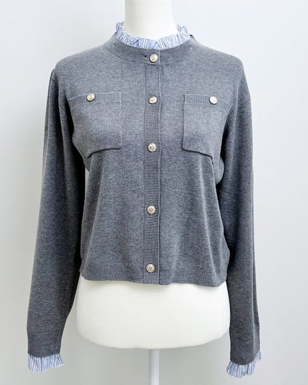 【プレミアムライン INGNI SOELA】フリルレイヤードニットカーディガン