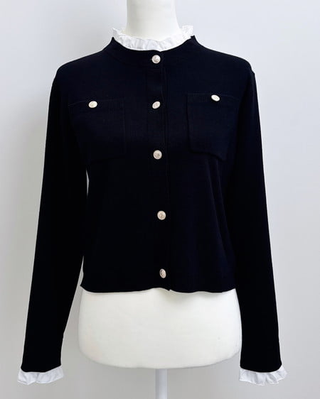 【プレミアムライン INGNI SOELA】フリルレイヤードニットカーディガン