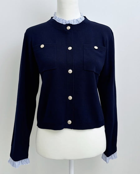 【プレミアムライン INGNI SOELA】フリルレイヤードニットカーディガン