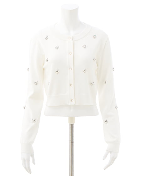 INGNI（イング） ビジュー装飾ニットカーディガン ｵﾌﾎﾜｲﾄ