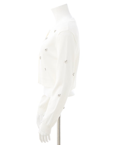 INGNI（イング） ビジュー装飾ニットカーディガン ｵﾌﾎﾜｲﾄ