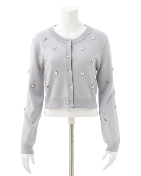 INGNI（イング） ビジュー装飾ニットカーディガン ｸﾞﾚｰ