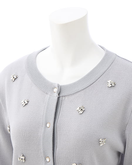 INGNI（イング） ビジュー装飾ニットカーディガン ｸﾞﾚｰ
