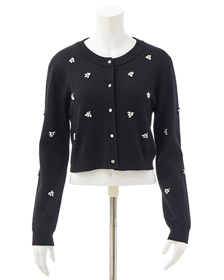 INGNI(イング) ビジュー装飾ニットカーディガン クロ