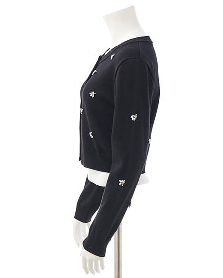 INGNI(イング) ビジュー装飾ニットカーディガン クロ