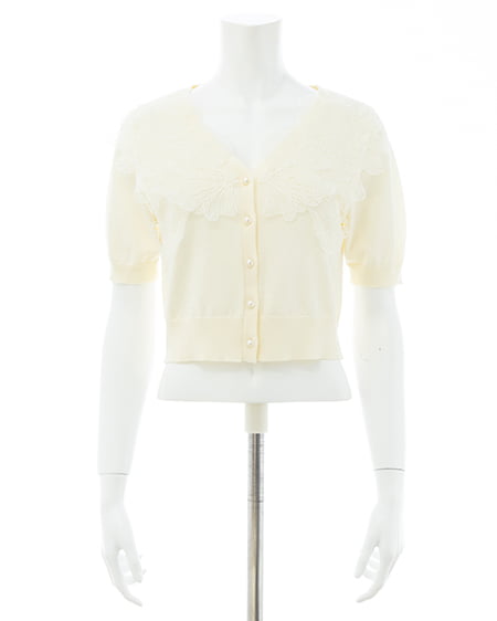 INGNI（イング） レースカラー半袖ニット ｱｲﾎﾞﾘｰ