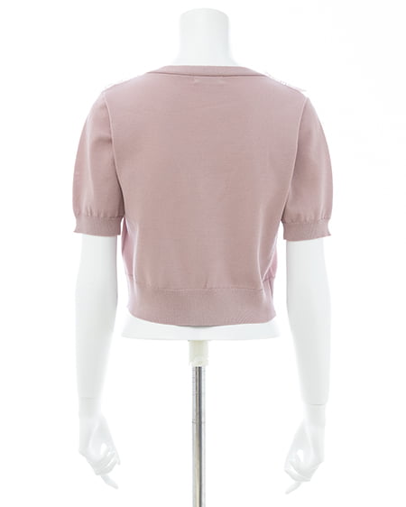 INGNI（イング） レースカラー半袖ニット ﾋﾟﾝｸ