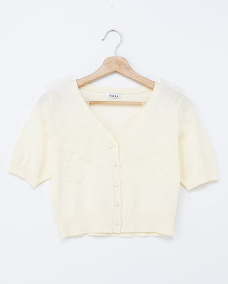 【INGNI SOELA】レースカラー半袖ニット