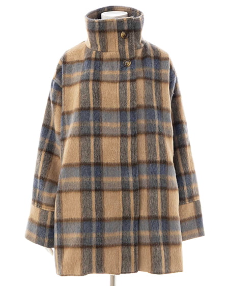 INGNI(イング) スタンドカラーシャギーコート チェック