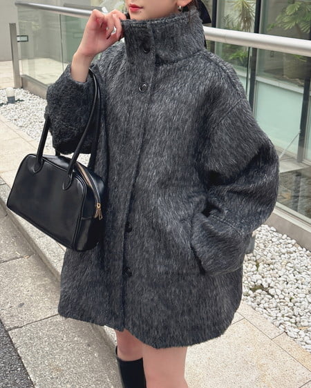 【プレミアムライン INGNI SOELA】スタンドカラーシャギーコート