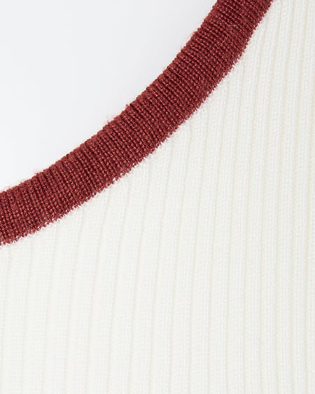 INGNI（イング） バイカラーヘンリーネックフレアスリーブニット ﾍﾞｰｼﾞｭ/ｱｶ