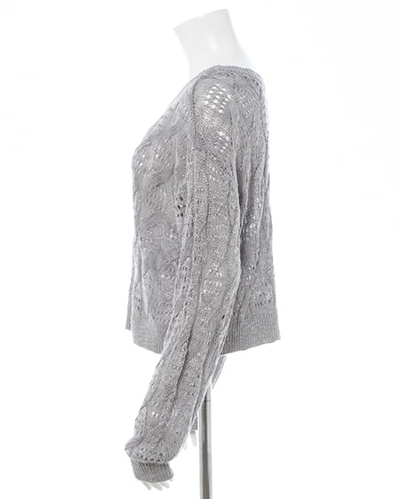 INGNI（イング） 透かし編みニットプルオーバー ｸﾞﾚｰ