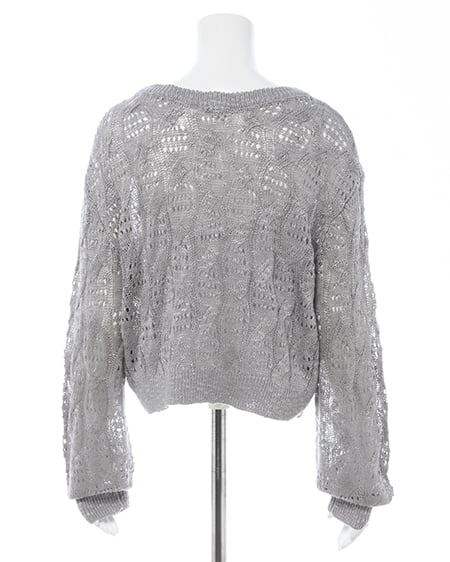 INGNI（イング） 透かし編みニットプルオーバー ｸﾞﾚｰ