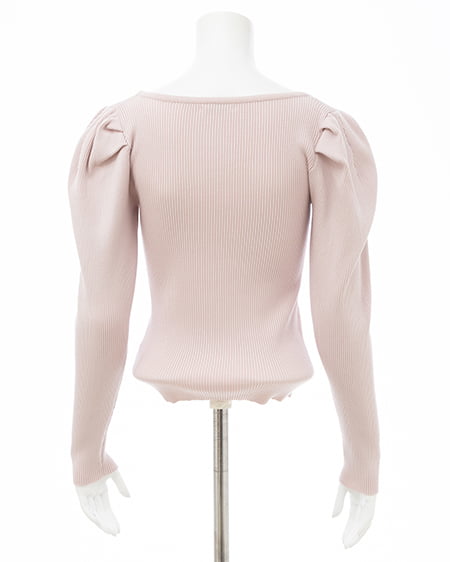 INGNI（イング） プレート付パフスリーブリブニット ﾋﾟﾝｸ