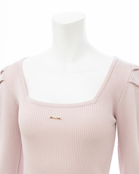 INGNI（イング） プレート付パフスリーブリブニット ﾋﾟﾝｸ