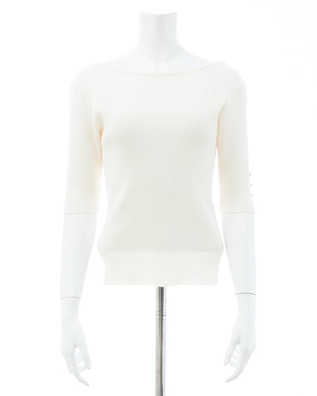 INGNI（イング） 袖金ボタンボートネック半袖ニット ｱｲﾎﾞﾘｰ