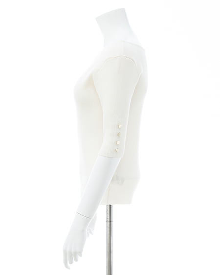 INGNI（イング） 袖金ボタンボートネック半袖ニット ｱｲﾎﾞﾘｰ