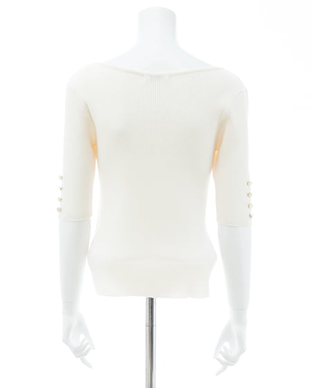 INGNI（イング） 袖金ボタンボートネック半袖ニット ｱｲﾎﾞﾘｰ