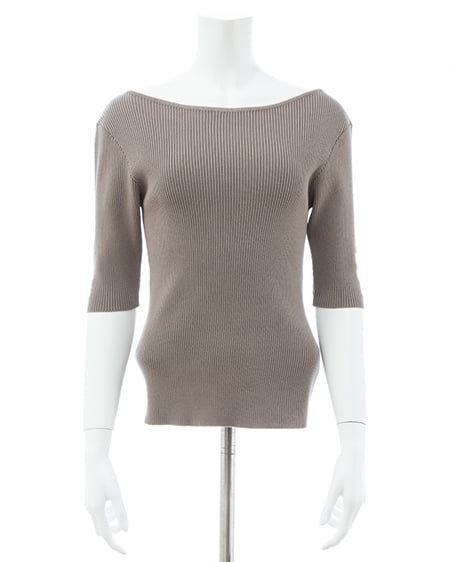 INGNI（イング） 袖金ボタンボートネック半袖ニット ﾓｶ